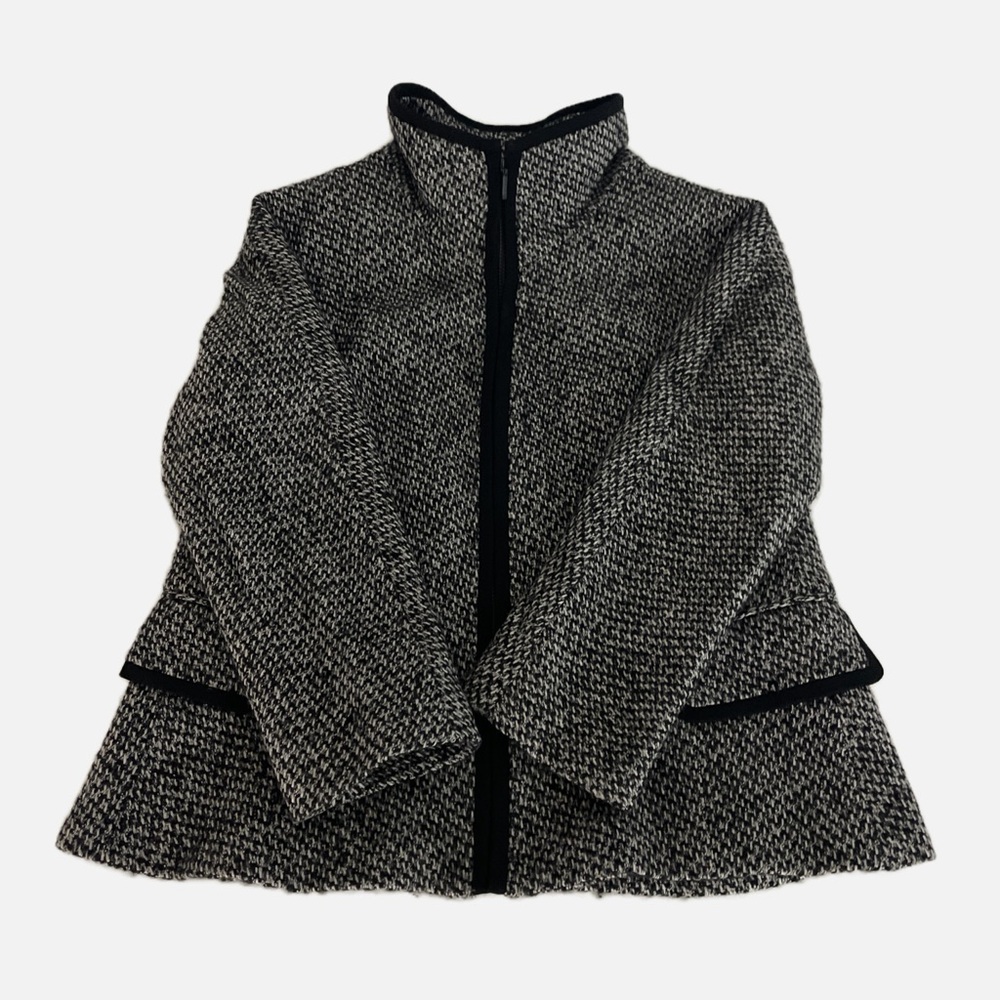 Lafayette 148 New York Zip Jacket Women 8P Black Wool Cashmere‎ Tweed Petite - Picture 5 of 9